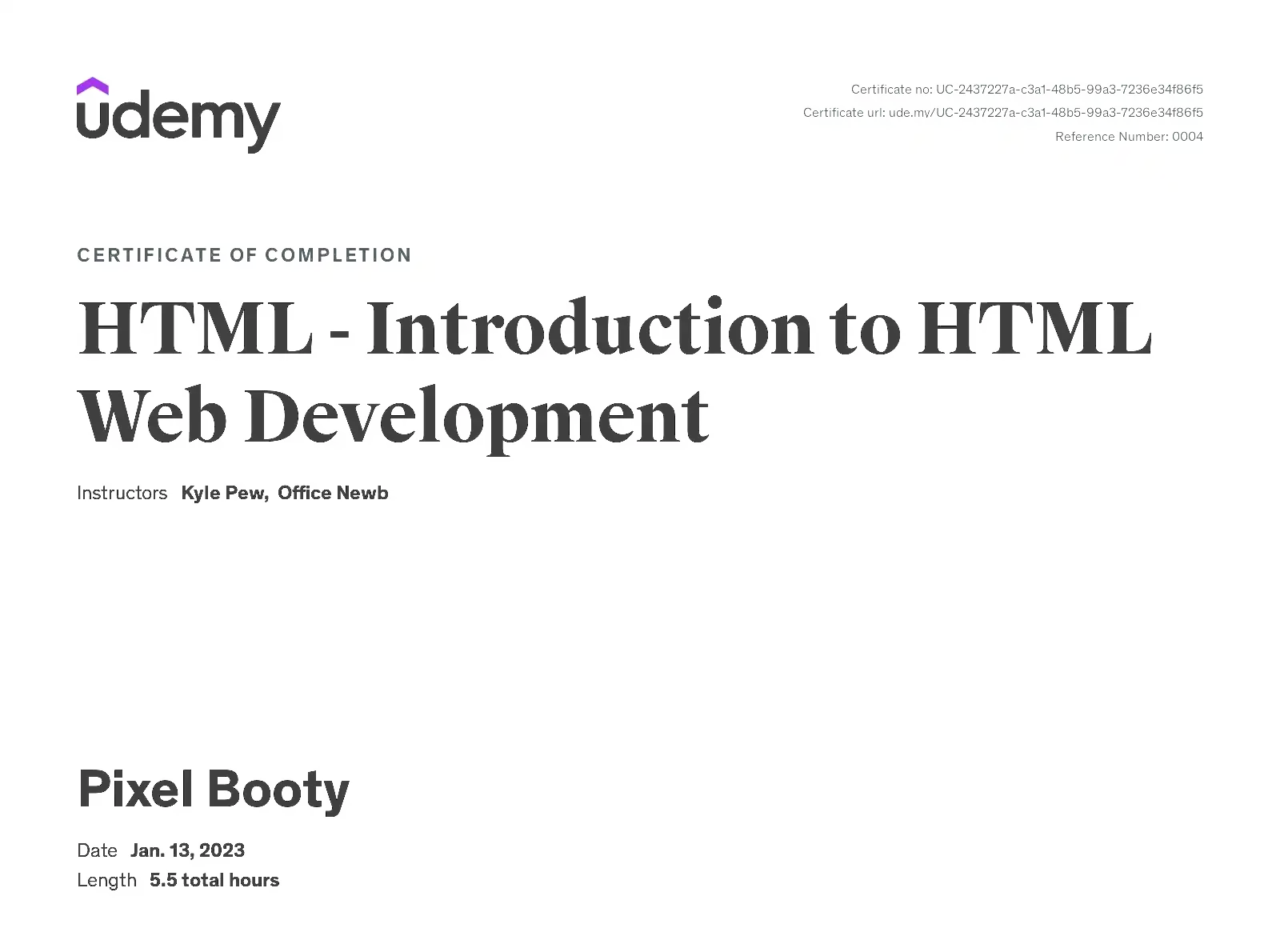 I finished this awesome HTML course!